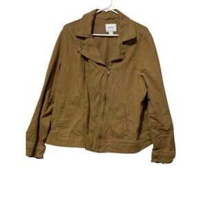 Old Navy Jean Jacket Women XXL Cropped Tan Button Western Wear Rodeo Denim
